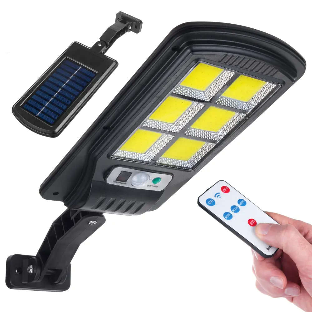 Farola LED solar con sensor de movimiento y mando distancia Maclean IP54, 4W, 400lm, 6500K, Li-ion 1200 mAh, 3 modos de fu...