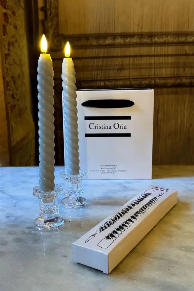 Set De 2 Candelabros De Cristal Minis & Velas LED