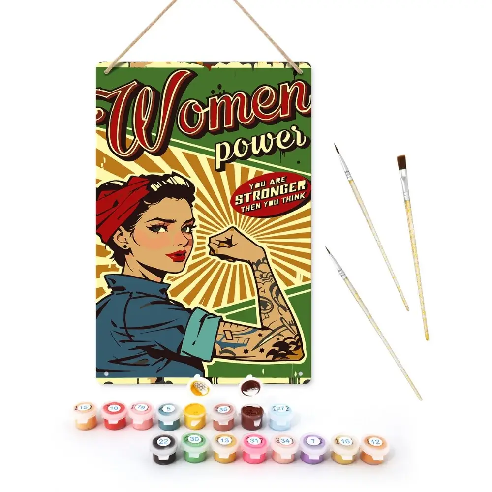 Arte Abstracto Pintar por Números Póster Metálico - Poder Femenino