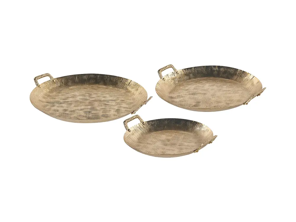 Conjunto de 3 bandejas de metal dorado DEORIA