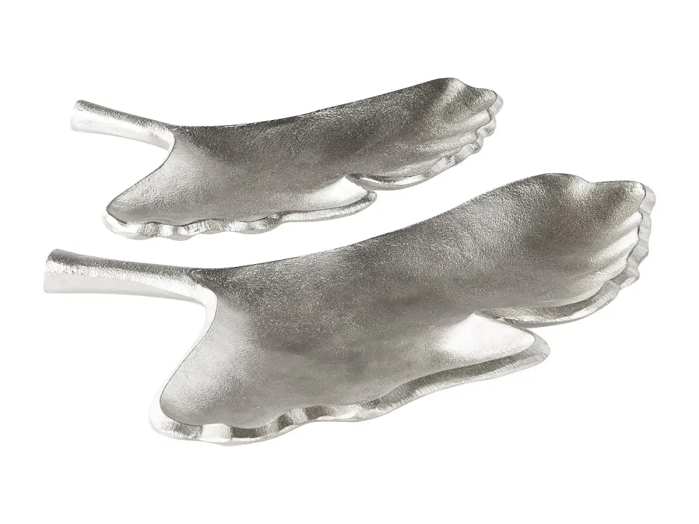 Conjunto de 2 platos decorativos de metal plateado PALENQUE