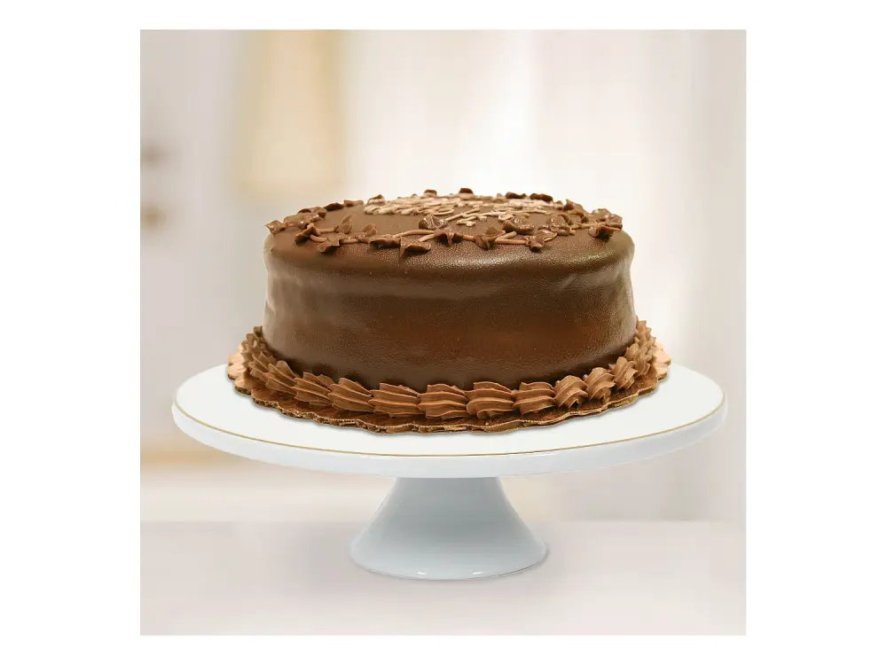 Soporte para tartas de porcelana con adornos dorados