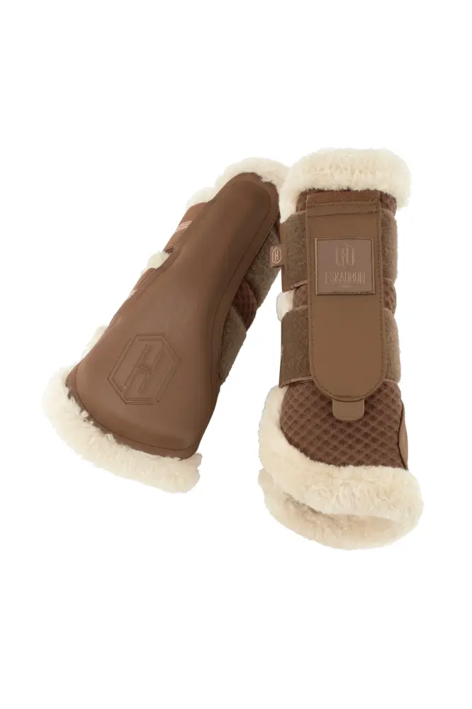 Heritage AW24 Protectores para Caballo de malla con piel sintética Almond XL para Colchón Profundo