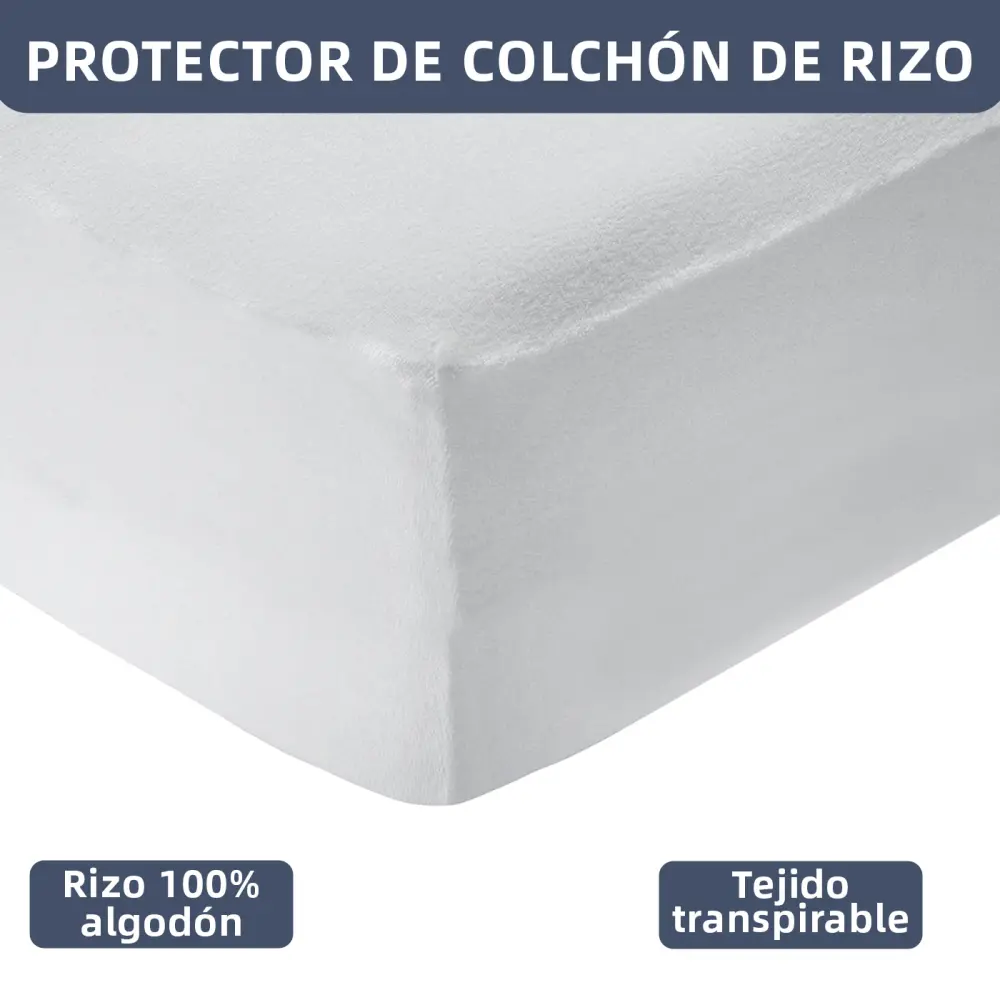 Premium Hipoaergénico Protector de colchón rizo 100% Algodón-Cama 90