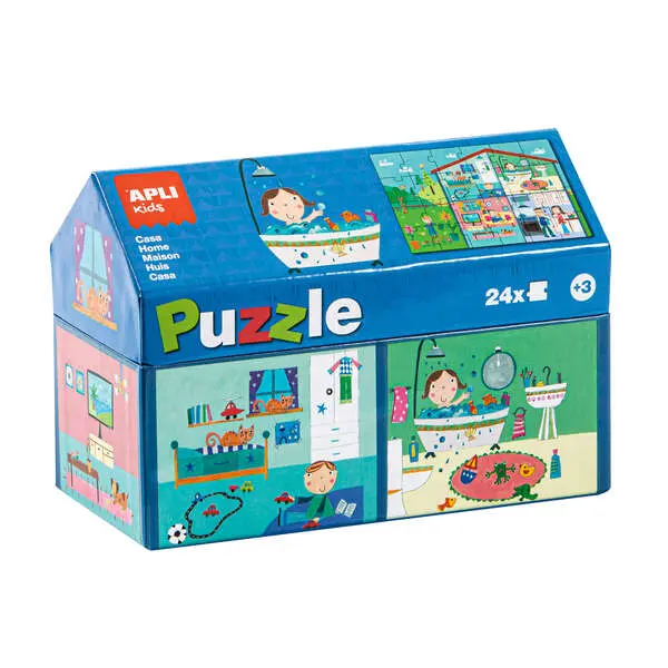 Apli Kids Puzle Casa Interior - 24 Piezas de 7x7cm - Diseño Exclusivo Infantil, Colorido, Obvio y Simple - Piezas Resiste...