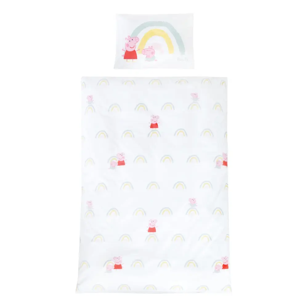 Children's Bed Linen 100 x 135 cm 'Peppa Pig' - Cotton - Alabastro / Pink