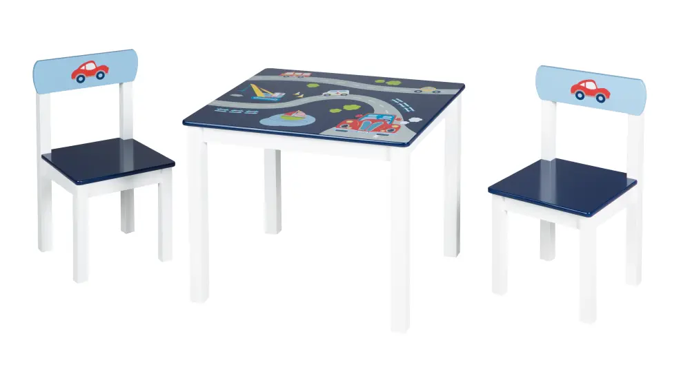 Children's Seating Group 'Crown', 2 Children's Chairs & 1 Table, Princess/Castle/Unicorn Motifs, Rosa