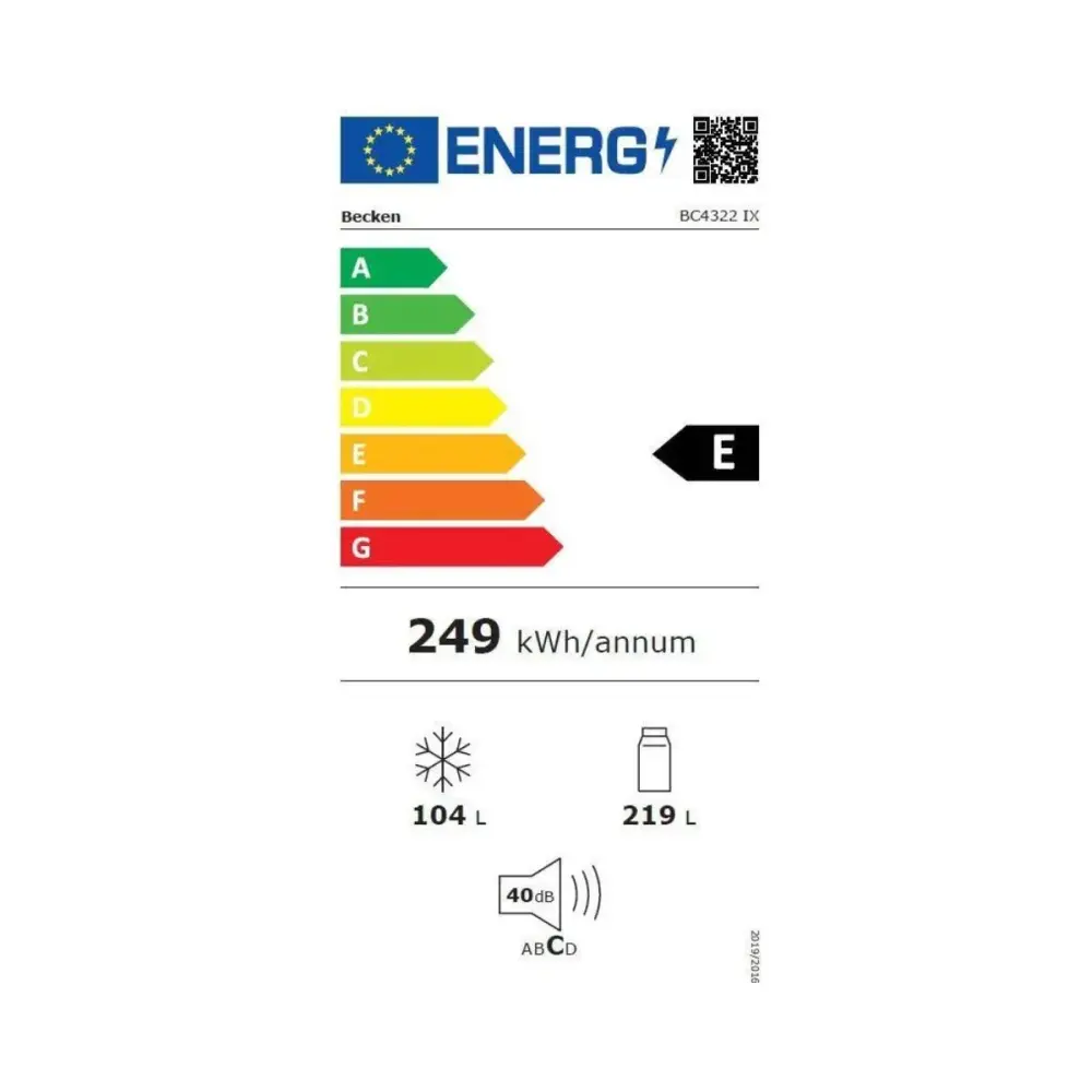 Frigorífico combi BC4322 WH Becken No Frost 323L E blanco 185 cm