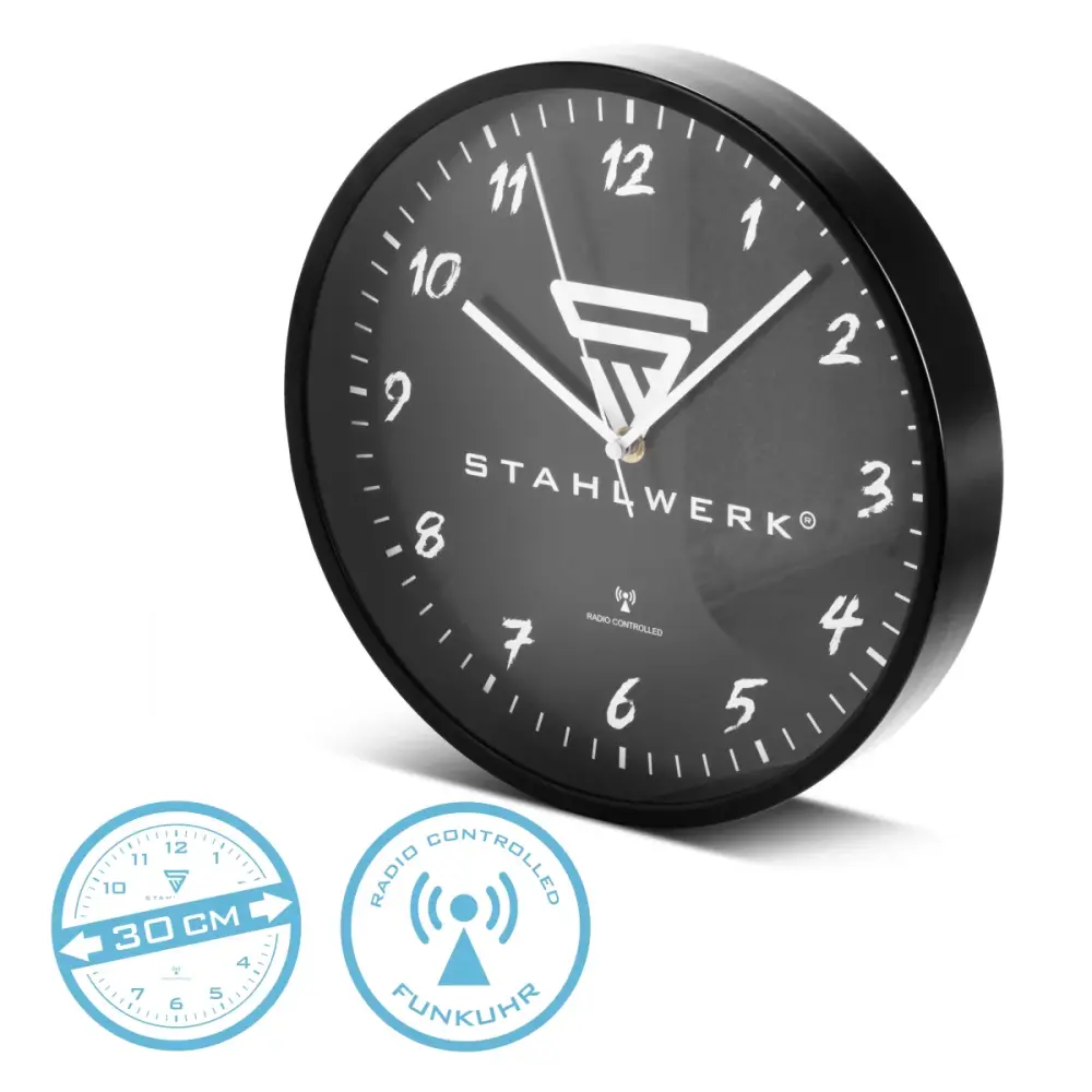 Reloj de pared de Steelwork 30 cm Reloj Carbón Workshop | Reloj de radio | Reloj Reloj de Radio | Reloj de oficina | Relo...