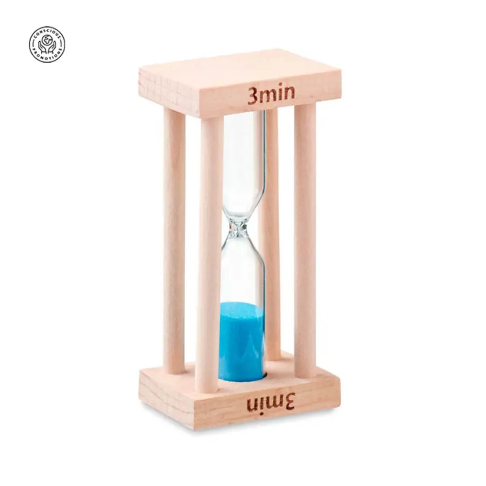 Reloj de Arena de Cristal y Madera para Modificar Especial Decoración y Oficina CI - 3 min.