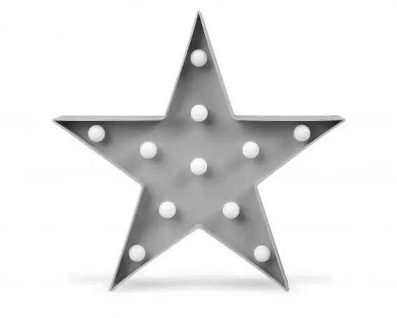 Lámpara Estrella Gris Con Luz Led De Kiokids en Nogal y Latón