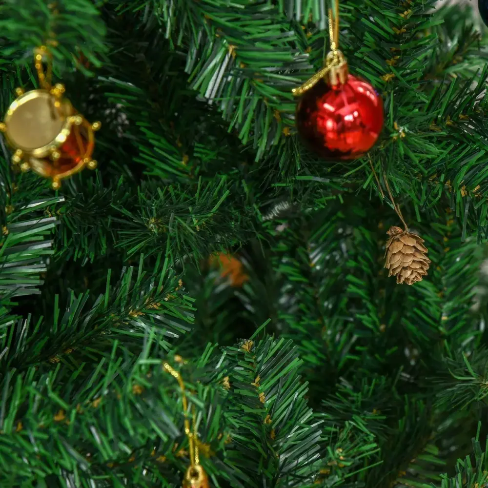 Brillante y Reluciente Árbol de Navidad Homcom 1036 ramas con adornos verde Ø93x210 cm