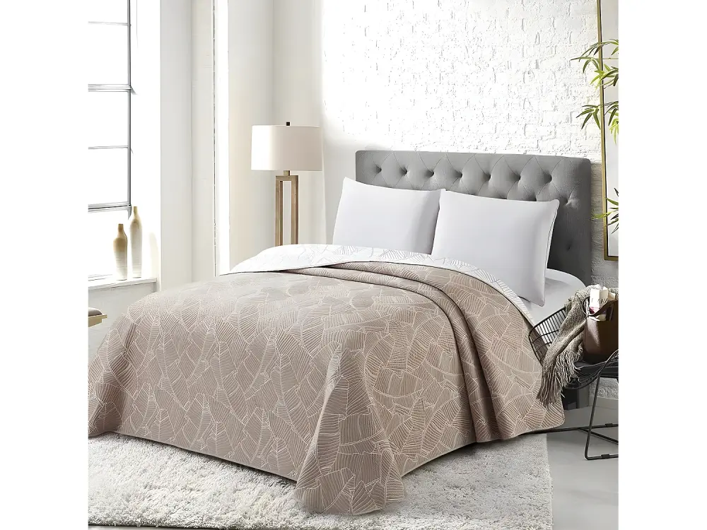 Colcha Bouti ARAQUIL BEIGE poliéster - jacquard color BEIGE Cama de 200