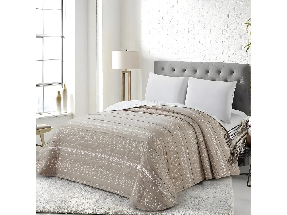 Colcha Bouti ARLABAN BEIGE poliéster - jacquard color BEIGE Cama de 135