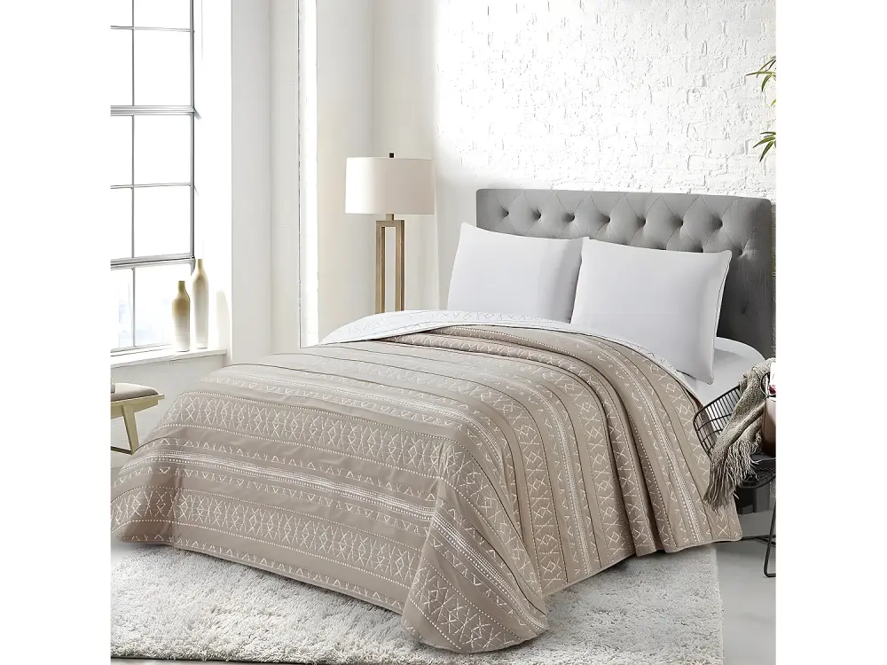 Colcha Bouti ARLABAN BEIGE poliéster - jacquard color BEIGE Cama de 150