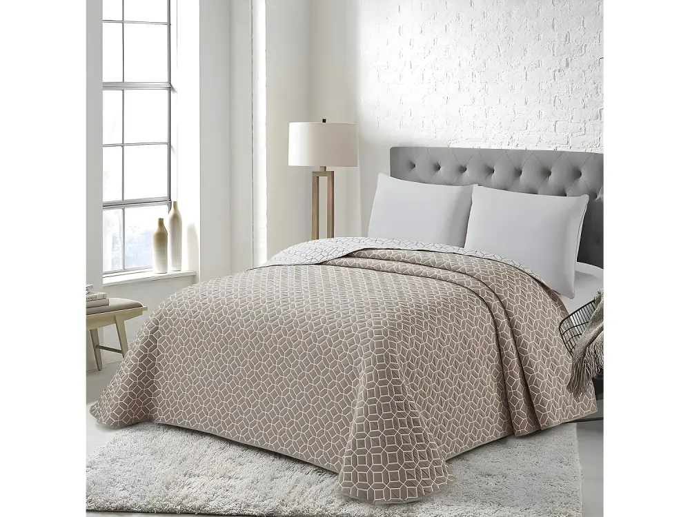 Colcha Bouti BAYAS BEIGE poliéster - jacquard color BEIGE Cama de 150