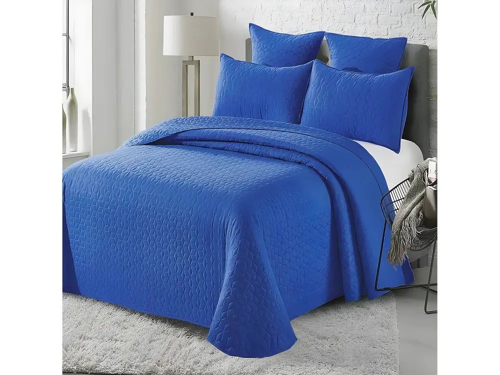 Colcha Bouti Castro Color Azul Cama 180 Incluye 2 Fundas de cojín