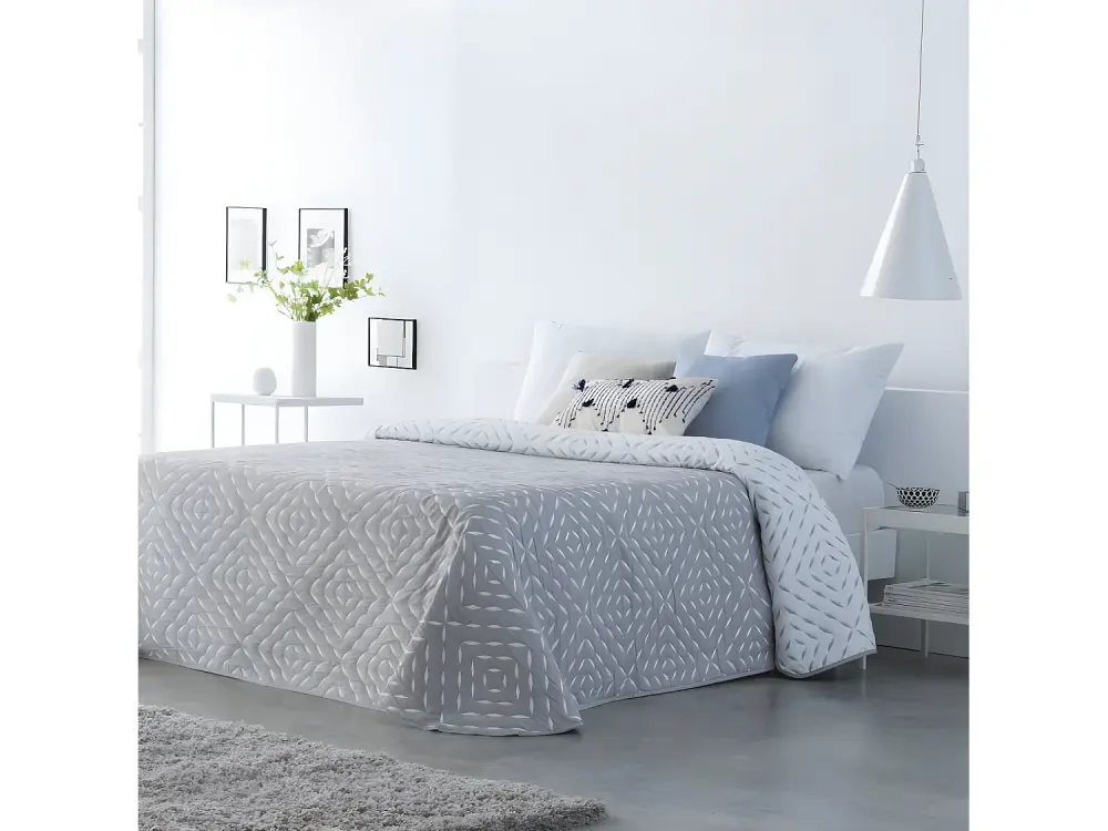 Colcha primavera verano SUANCES GRIS algodón poliéster cama de 105