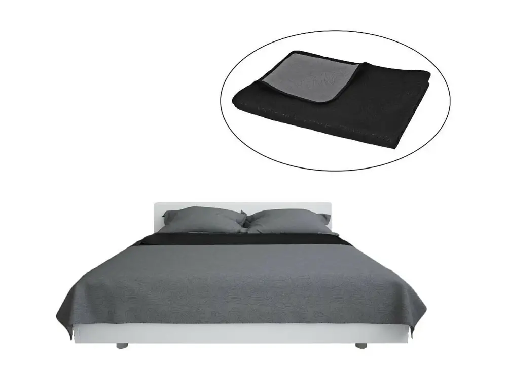 Cubrecama acolchado doble cara 170x210 cm gris y negro