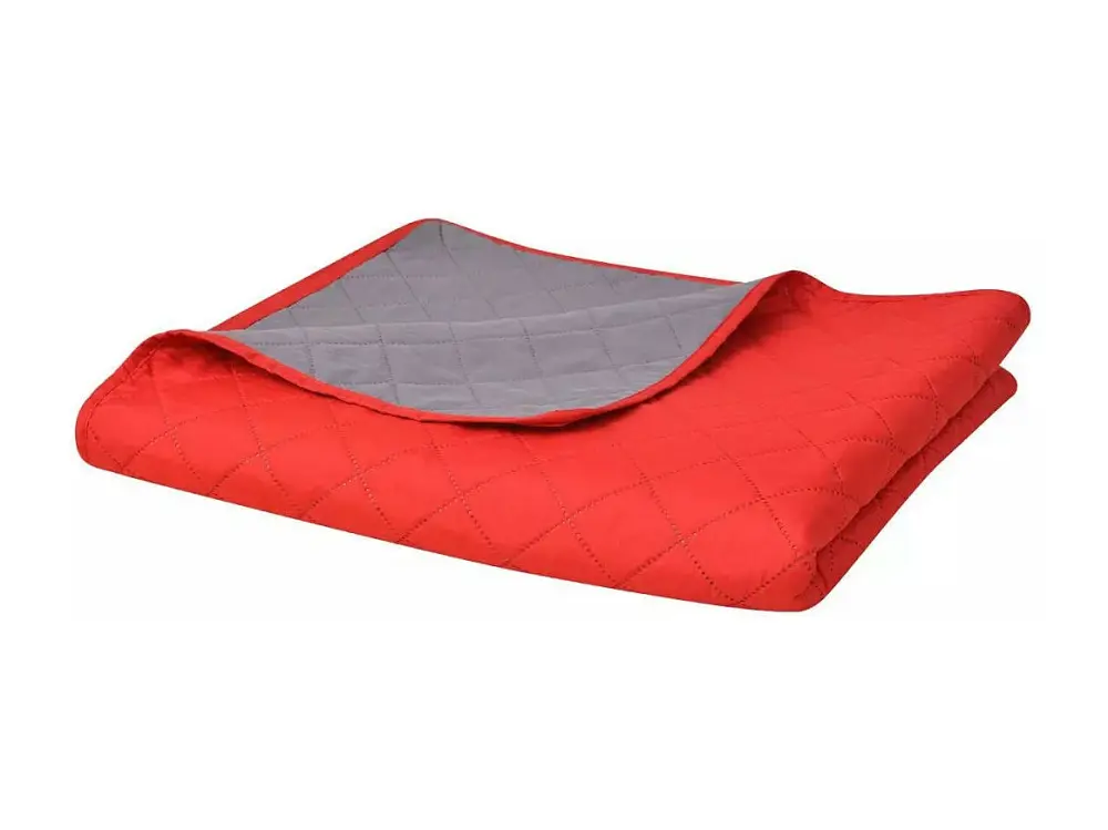Cubrecama acolchado doble cara 170x210 cm rojo y gris