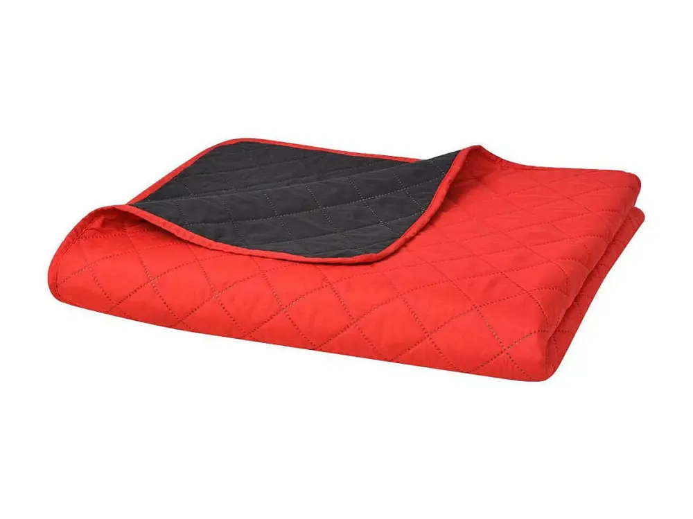 Cubrecama acolchado doble cara 230x260 cm rojo y negro