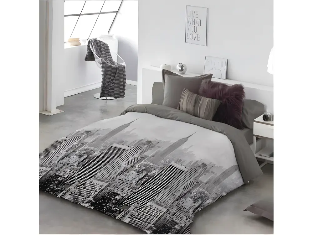 Funda Nordica City Life II Reversible gris 260x260 Cama de 180