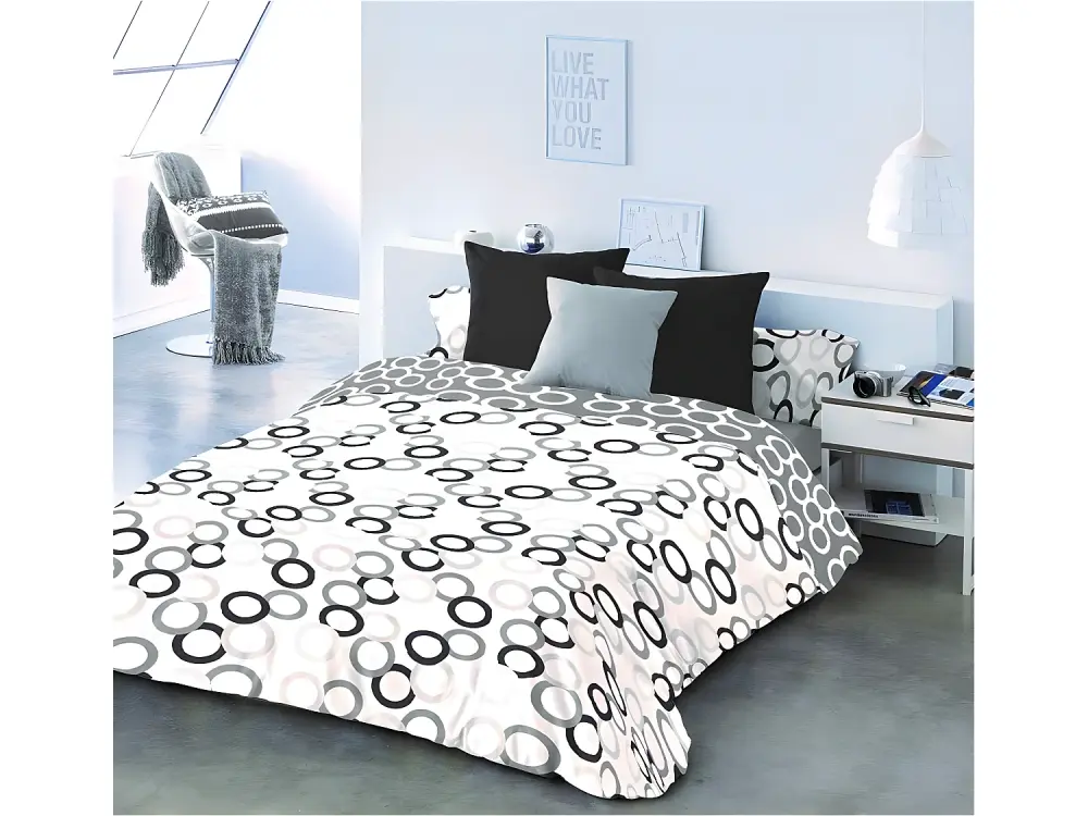 Funda Nordica Reversible POPY Gris ALGODÓN POLIÉSTER Cama de 135