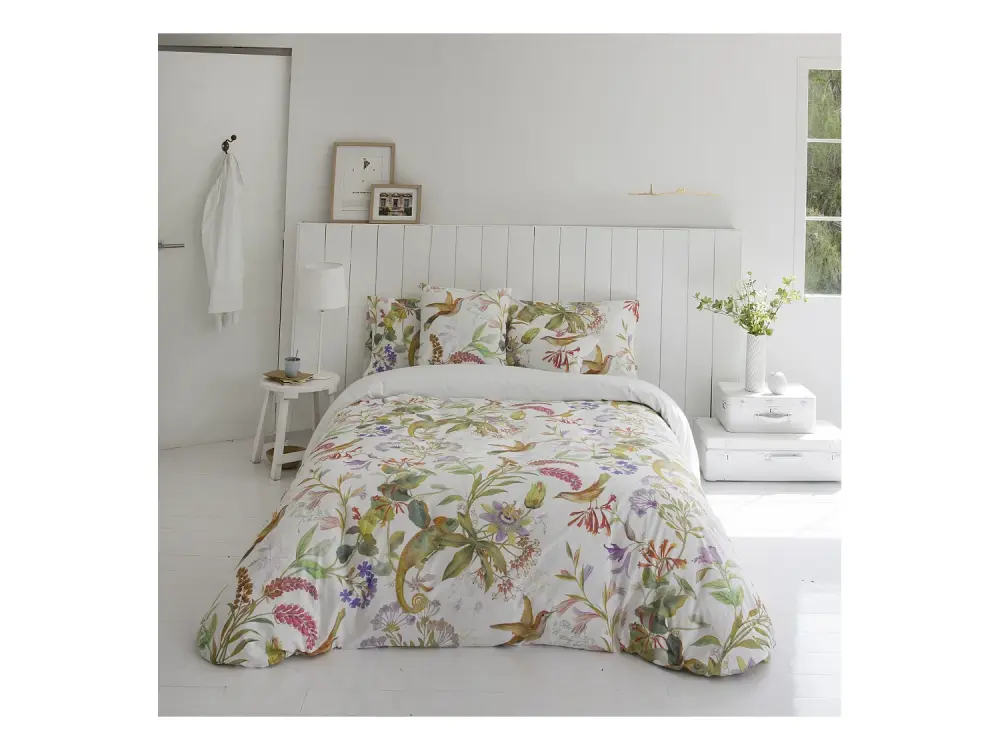 Funda nórdica Chameleon cama 120 cm - 200x200 cm, algodón 200 hilos. Cierre con corchetes.