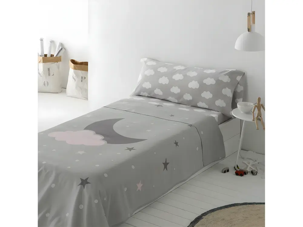 Juego de sabanas Infantil/Juvenil Luna Y Nube ALGODÓN poliéster Cama 90