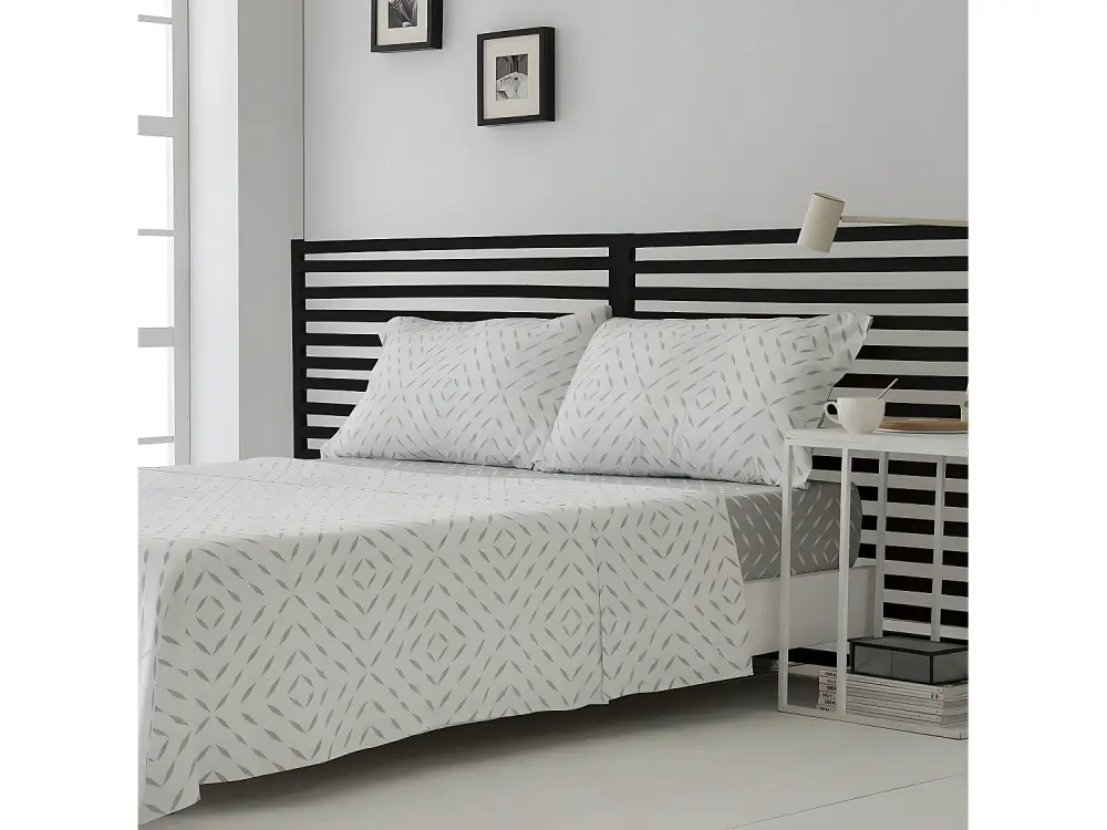Juego de sábanas Bambú 100% orgánico gris LOTO Cama de 180