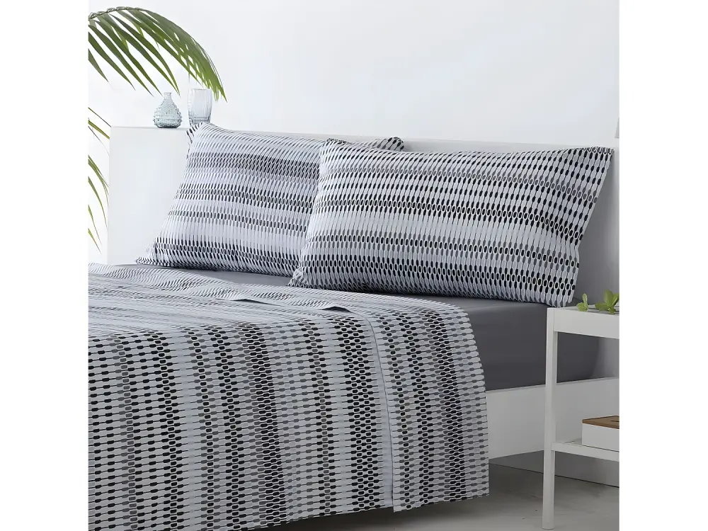 Juego de sábanas ICHURUN algodón poliéster reciclado gris Cama 105