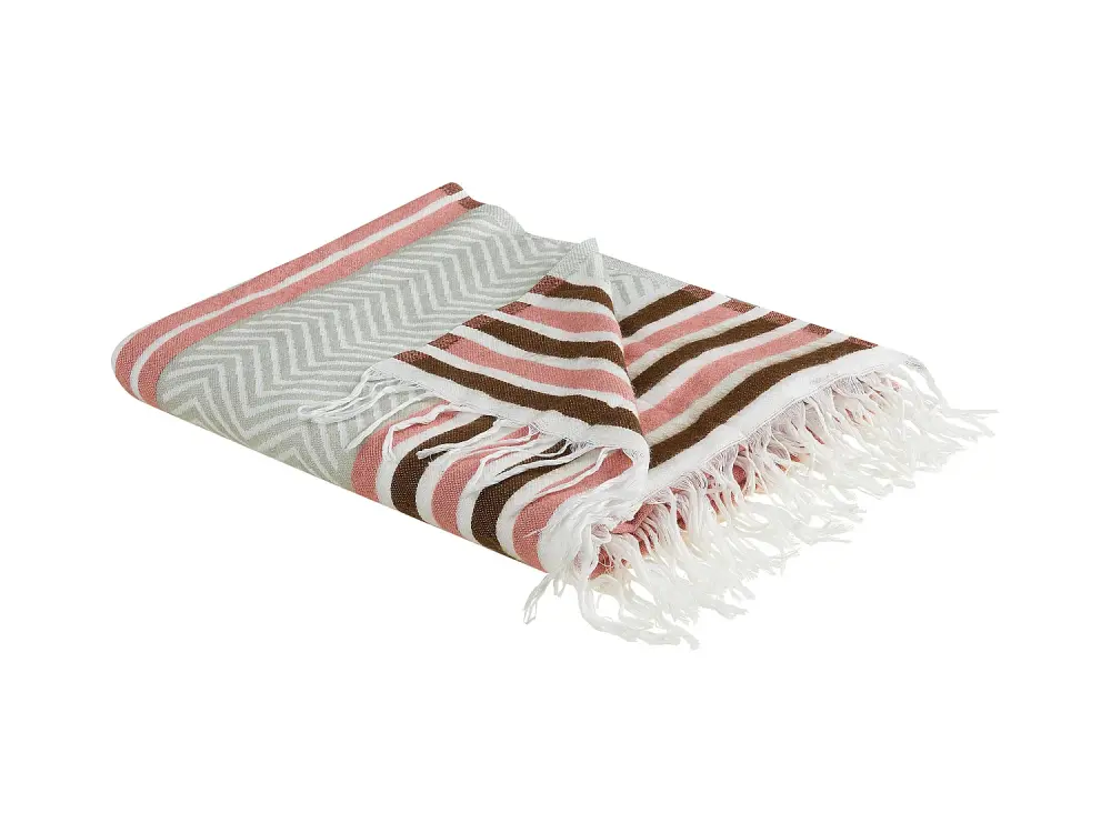 Manta de acrílico beige/rosa/marrón 130 x 170 cm MAGAR
