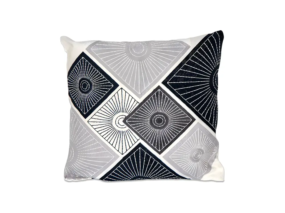 Cojin 45*45 etnico gris negro blanco bordado con relleno 400 gr