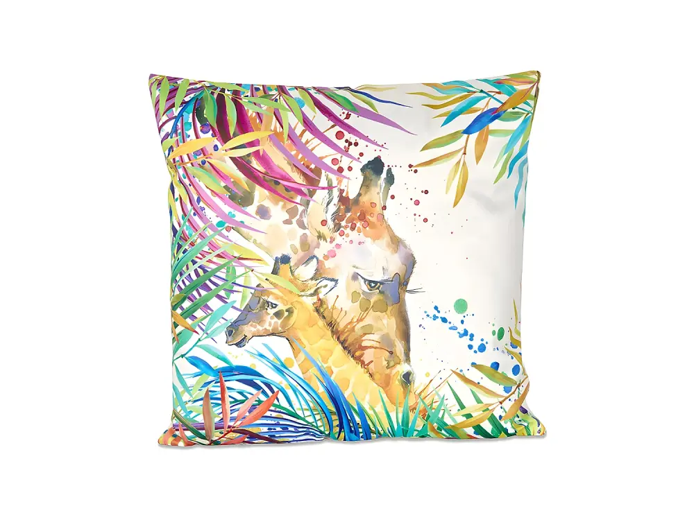 Cojin 45*45 jirafas colores tipo seda con relleno 400 gr