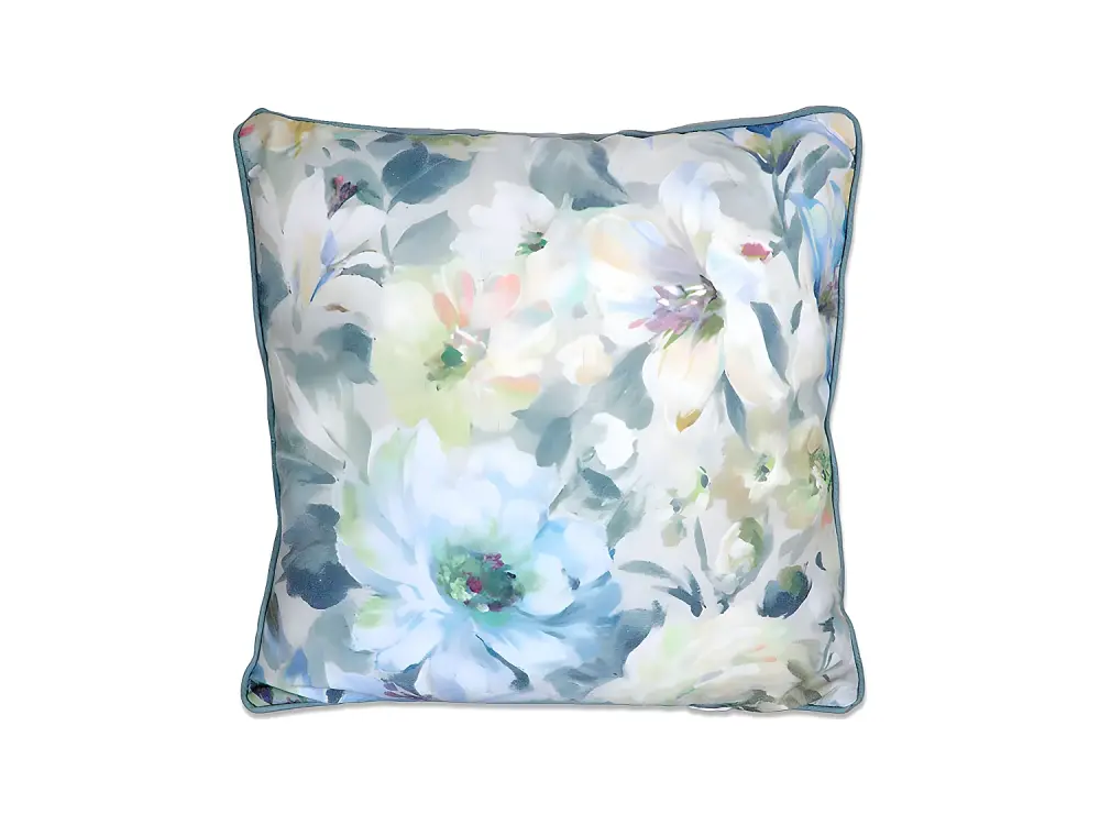 Cojin con relleno estampado en flores tipo ingles en tonos brises camilla