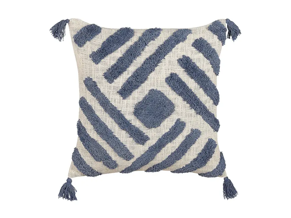 Cojín de algodón azul/beige claro acolchado 45 x 45 cm JACARANDA