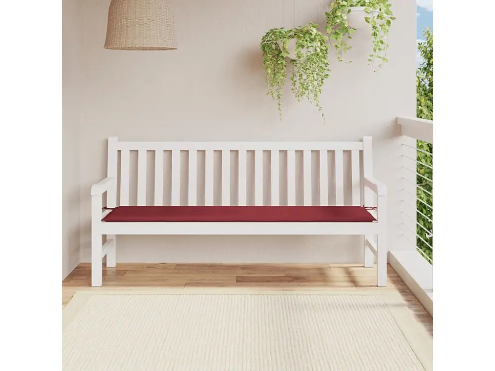 Cojín para banco de jardín rojo burdeos 180x50x3 cm