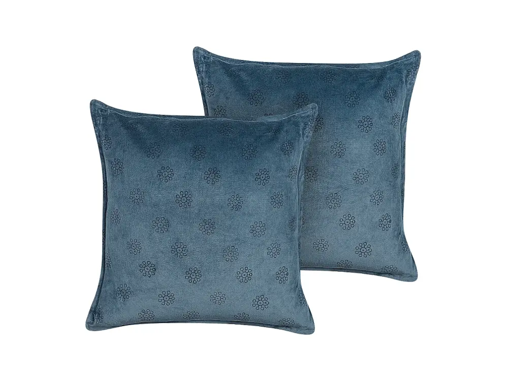 Cojín de terciopelo azul oscuro 45 x 45 cm SESELI