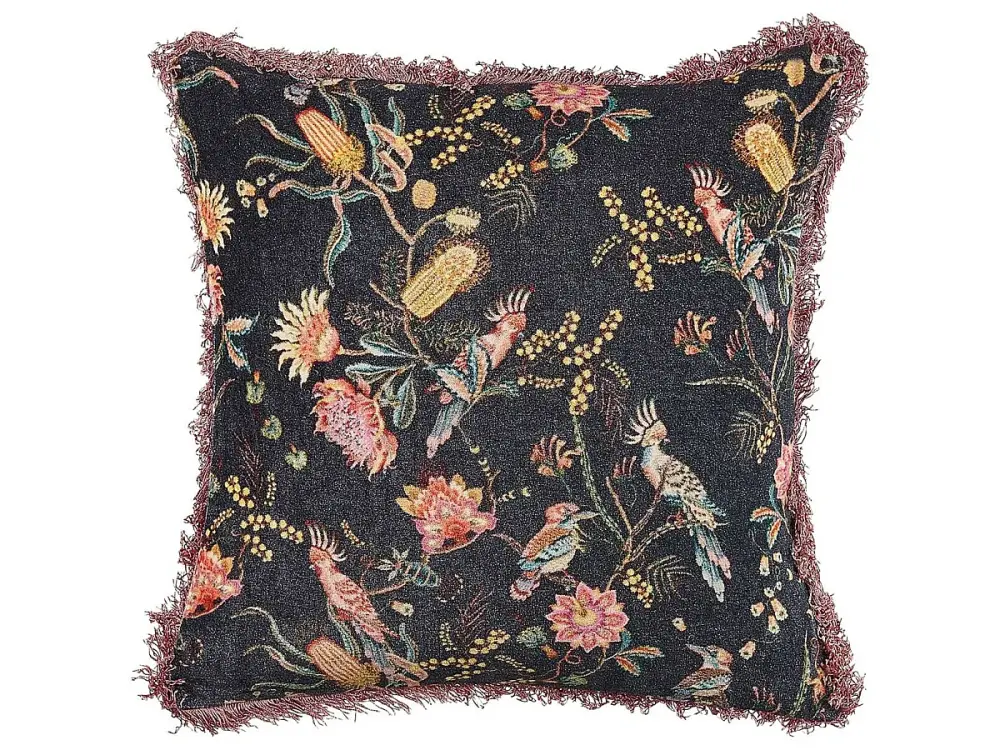 Cojín de terciopelo negro/rosa 45 x 45 cm MORUS