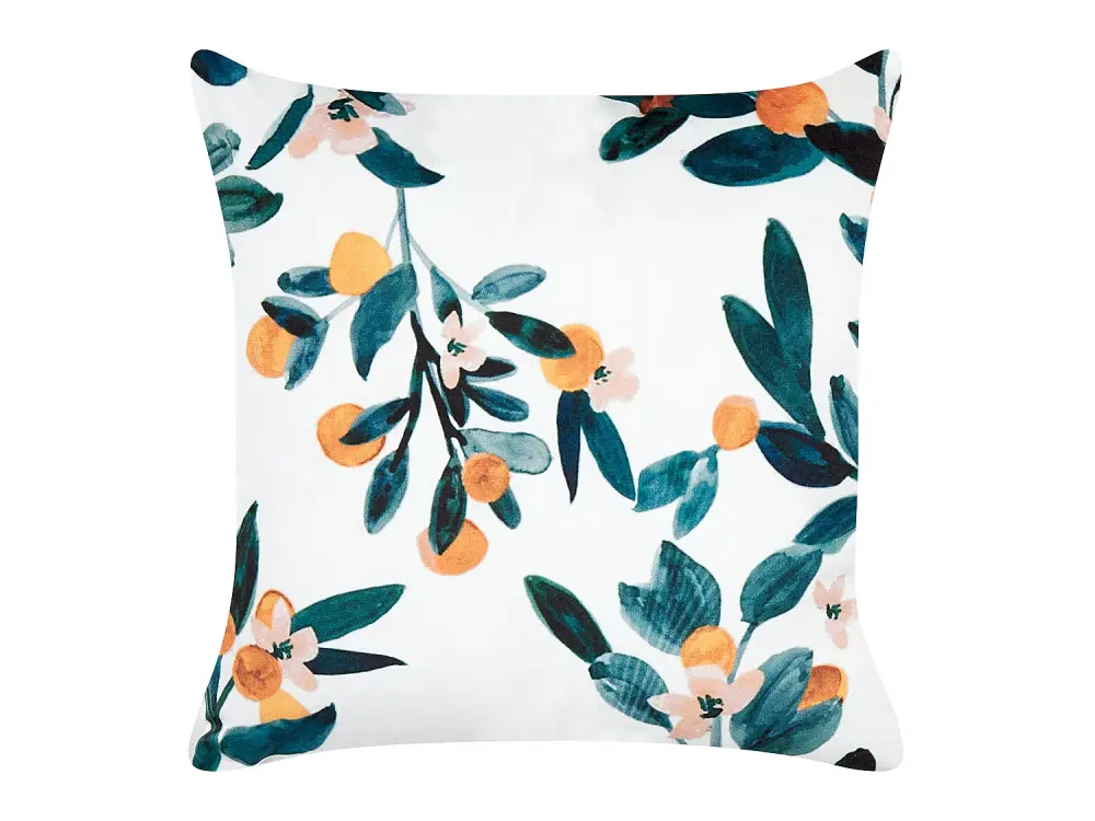 Cojín de terciopelo verde azulado/blanco/amarillo 45 x 45 cm KNAUTIA