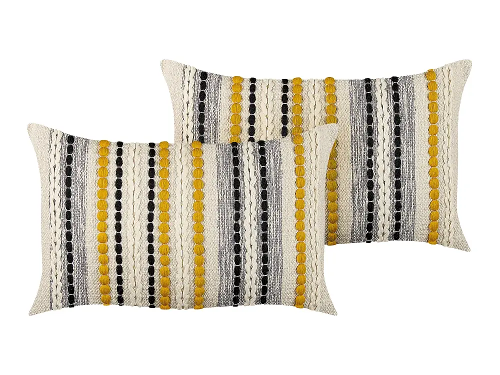 Conjunto de 2 cojines de algodón beige claro/amarillo/negro 40 x 60 cm ARDISIA