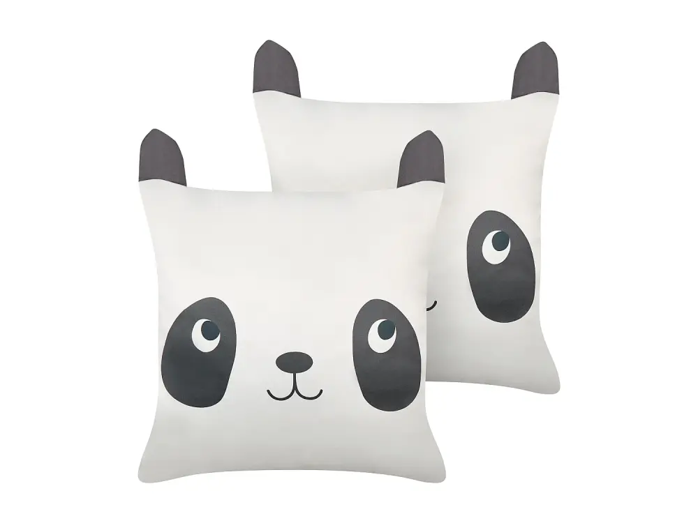 Conjunto de 2 cojines de algodón blanco y negro motivo panda 45 x 45 cm PANDAPAW
