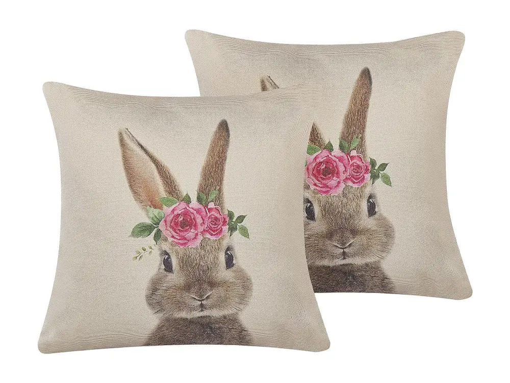 Conjunto de 2 cojines de algodón gris pardo 45 x 45 cm TULIPA