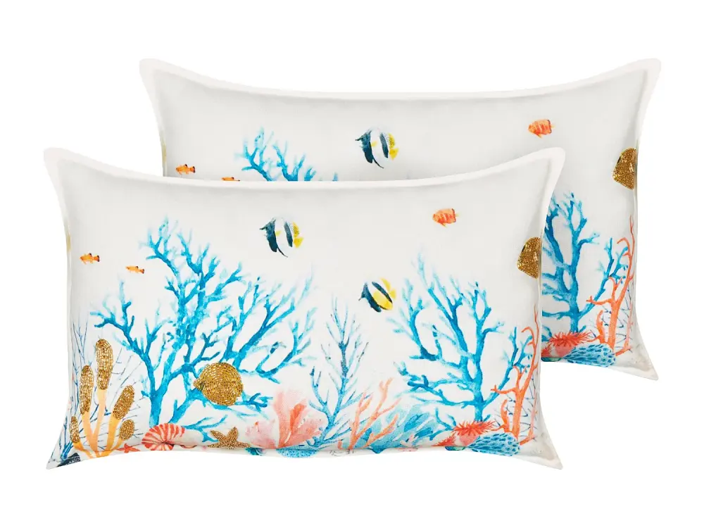 Conjunto de 2 cojines de algodón motivo marino multicolor 30 x 50 cm EELGRASS