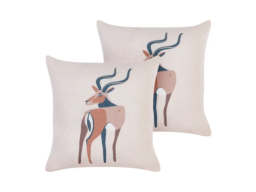 Conjunto de 2 cojines beige/marrón/negro 45 x 45 cm ABAL