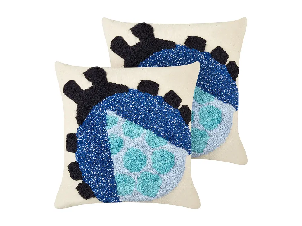 Conjunto de 2 cojines decorativos de algodón multicolor 45 x 45 cm LADYBIRD