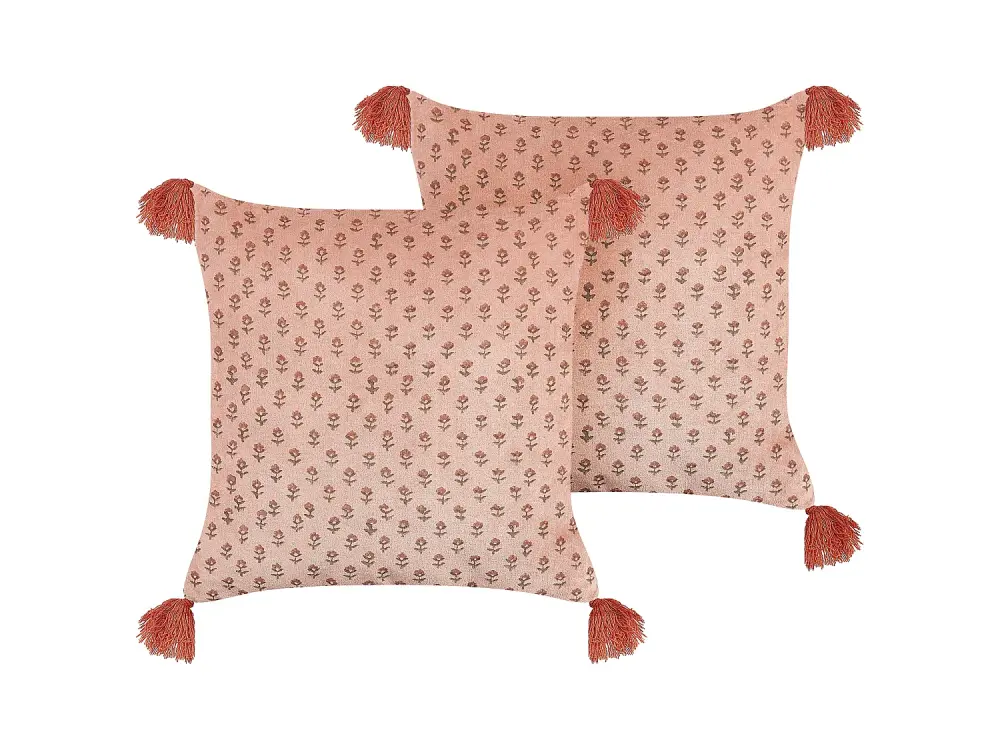 Conjunto de 2 cojines de terciopelo rosa 45 x 45 cm RUMHORA
