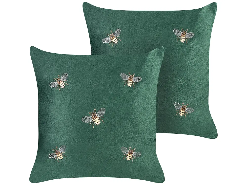 Conjunto de 2 cojines verde esmeralda/amarillo/marrón/blanco 45 x 45 cm TALINUM