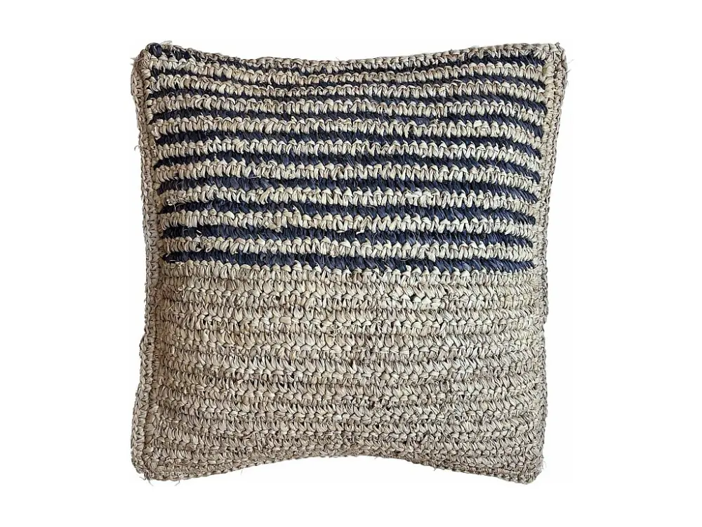 Funda de cojín de fibras naturales con rayas negras 50x30 cm