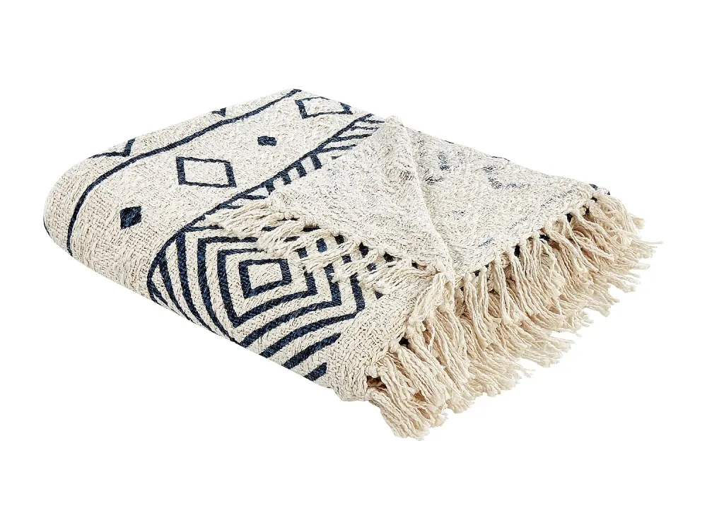 Manta de algodón beige y azul marino 200 x 220 cm NAJUY